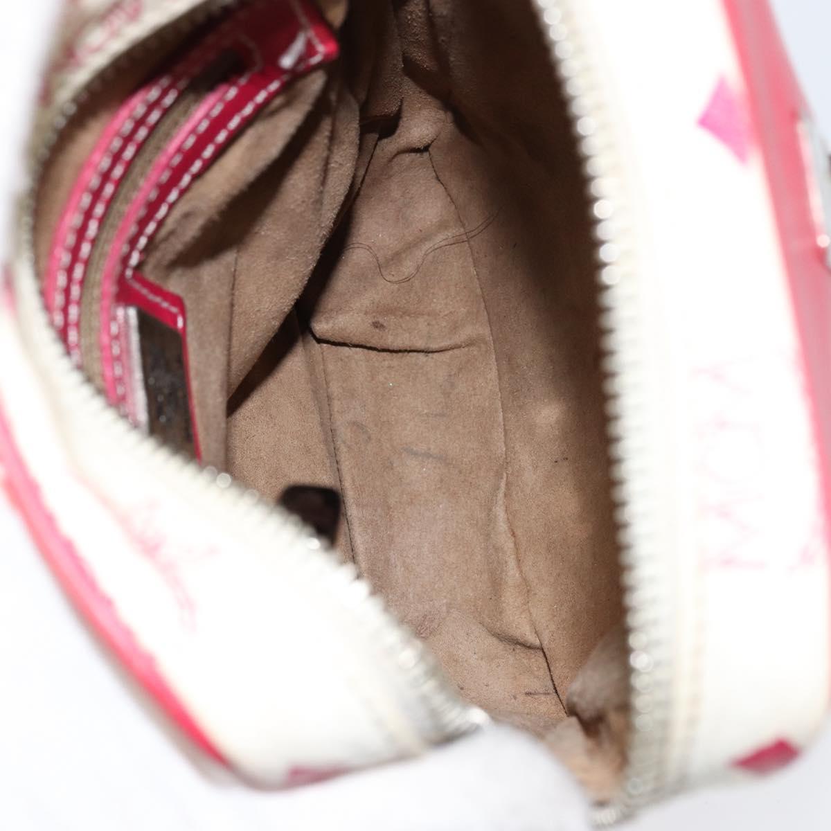 MCM Vicetos Logogram Shoulder Bag PVC Leather White Silver Auth 153908