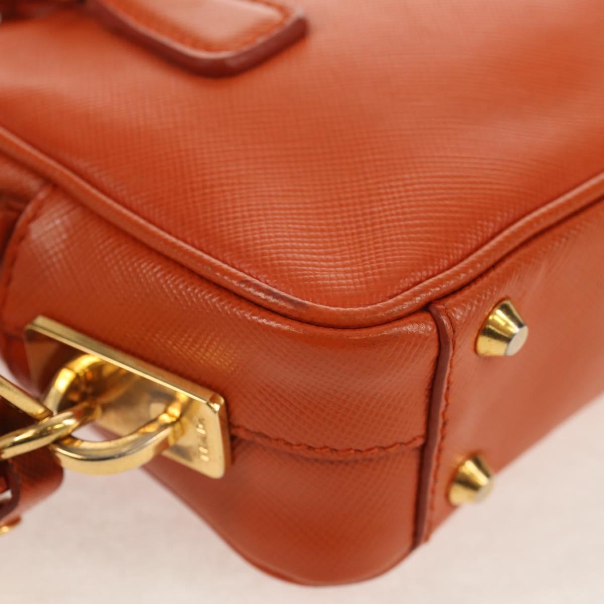 PRADA Galleria Hand Bag Safiano leather 2way Orange Gold Auth 153909V
