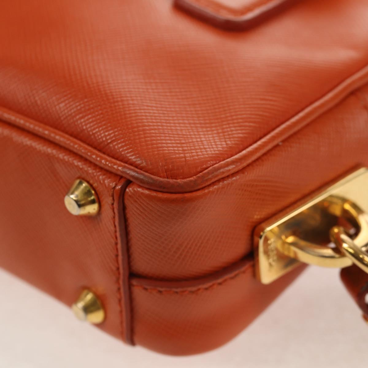 PRADA Galleria Hand Bag Safiano leather 2way Orange Gold Auth 153909V
