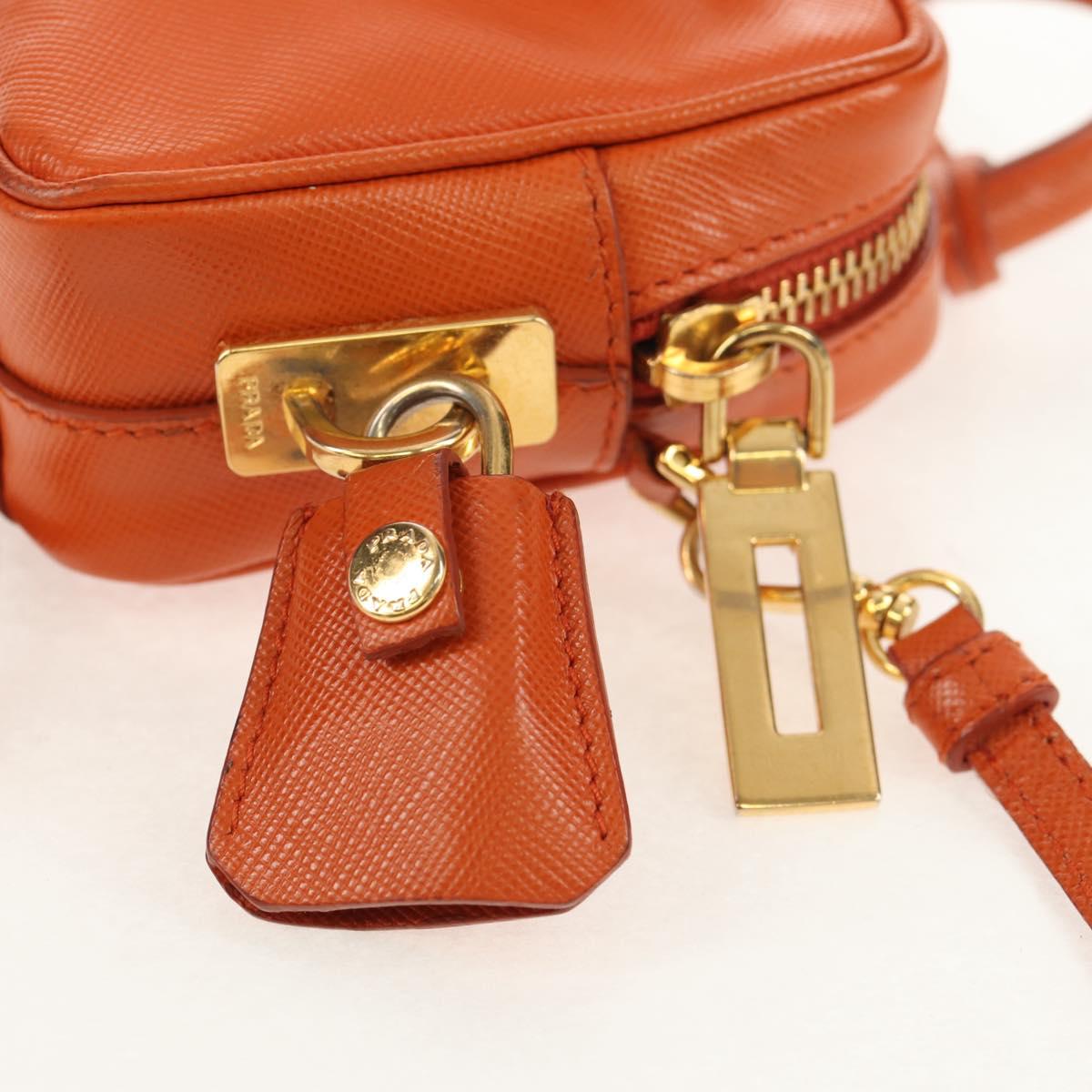 PRADA Galleria Hand Bag Safiano leather 2way Orange Gold Auth 153909V