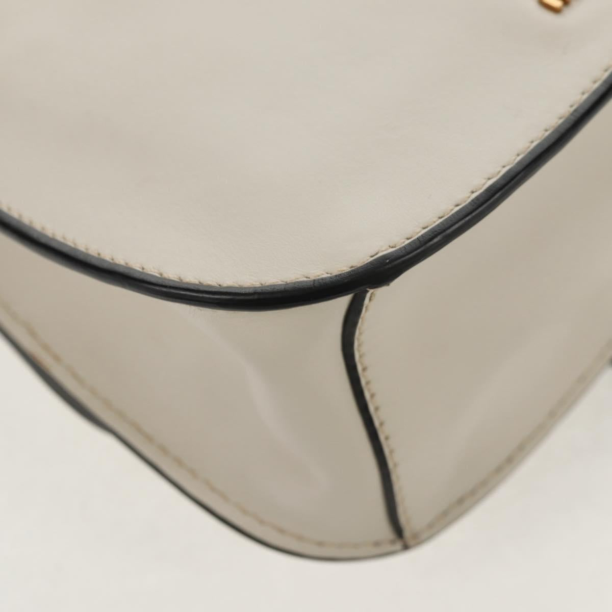 Miu Miu Dahlia Hand Bag Leather 2way White Gold Auth 153911V
