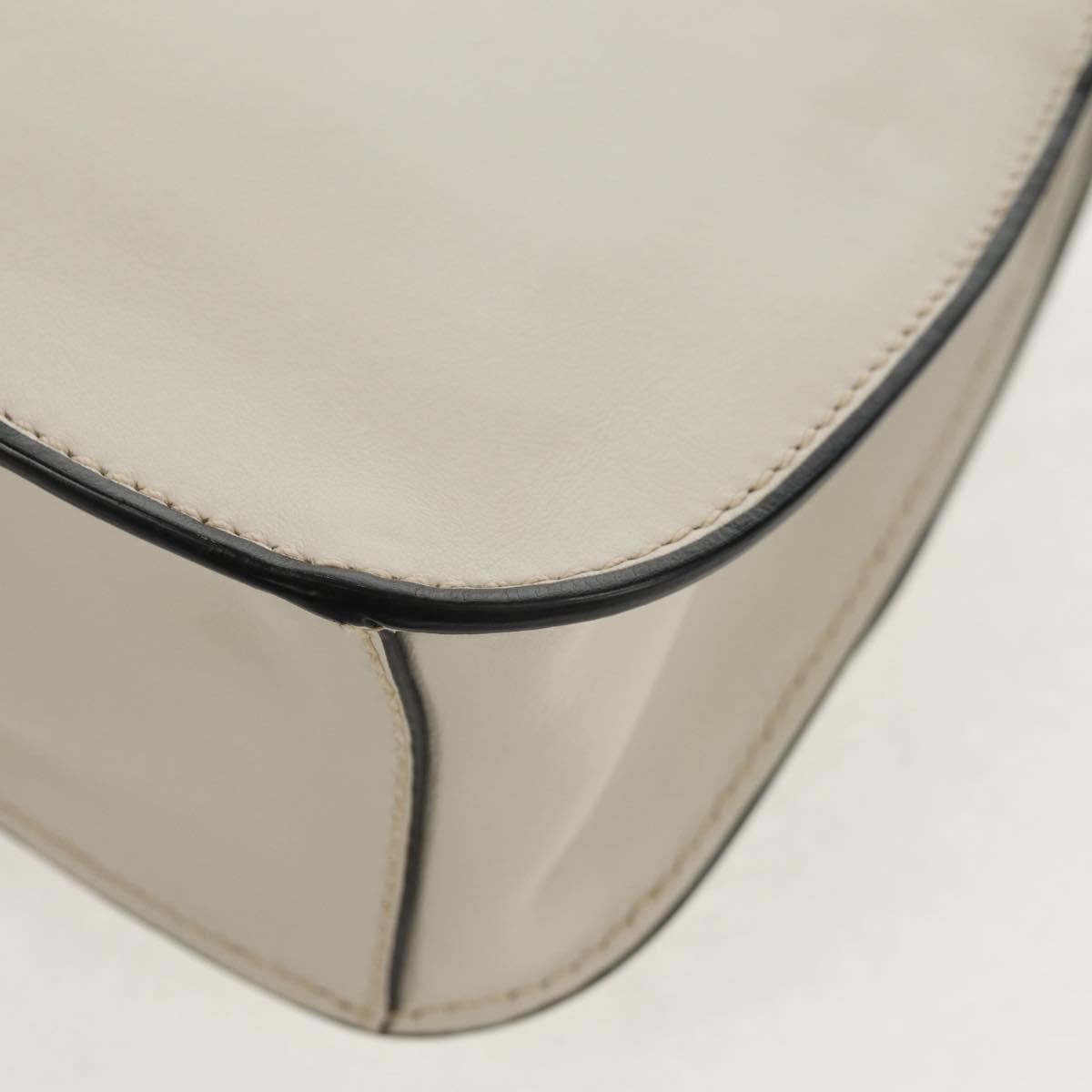 Miu Miu Dahlia Hand Bag Leather 2way White Gold Auth 153911V