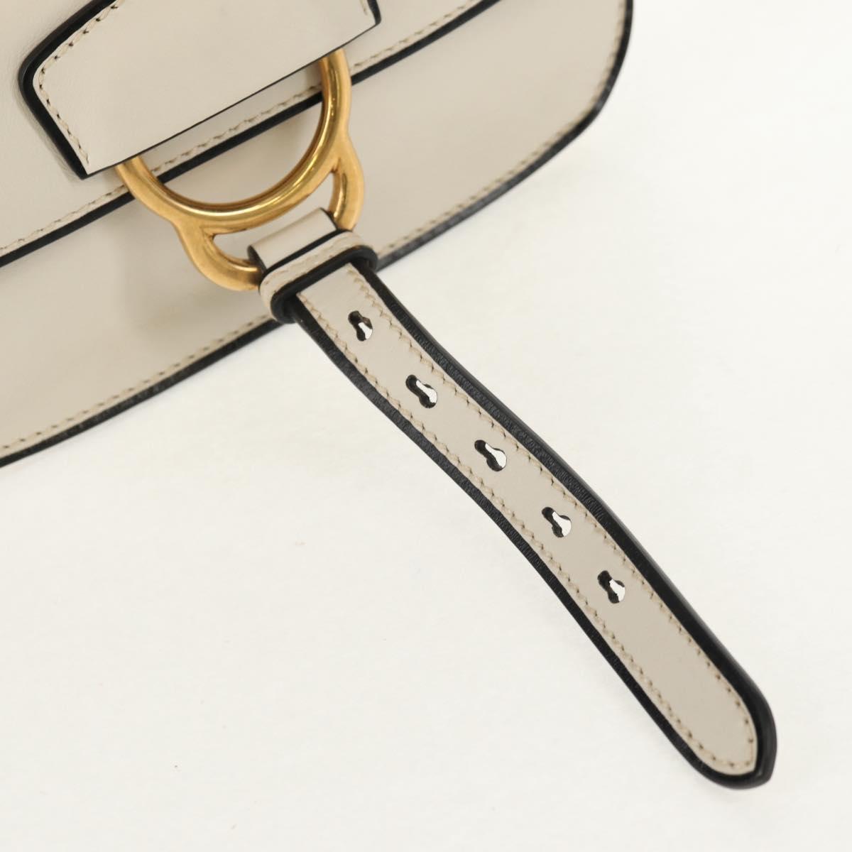 Miu Miu Dahlia Hand Bag Leather 2way White Gold Auth 153911V