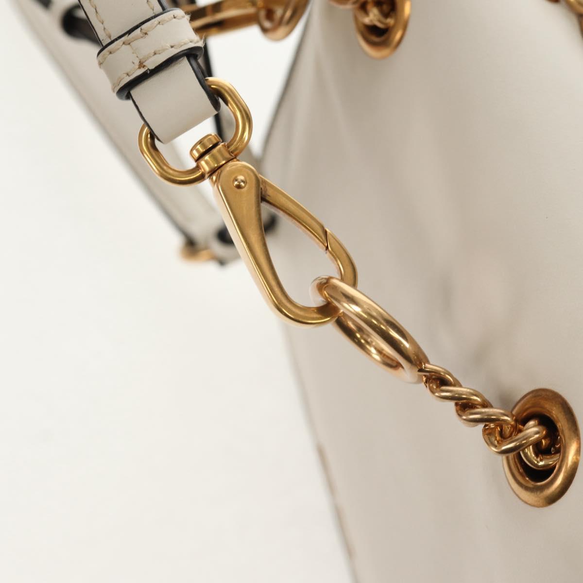 Miu Miu Dahlia Hand Bag Leather 2way White Gold Auth 153911V