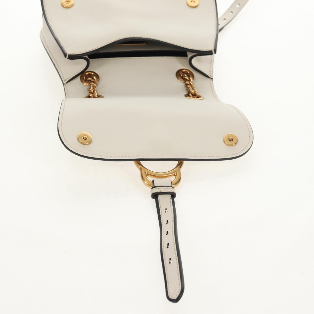 Miu Miu Dahlia Hand Bag Leather 2way White Gold Auth 153911V