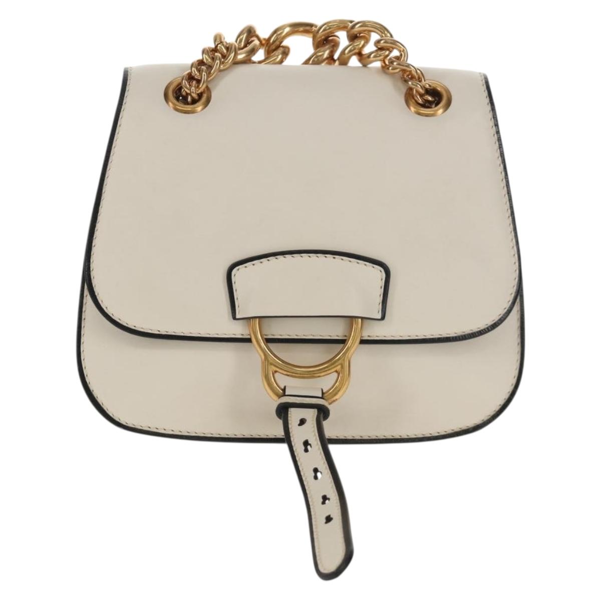 Miu Miu Dahlia Hand Bag Leather 2way White Gold Auth 153911V