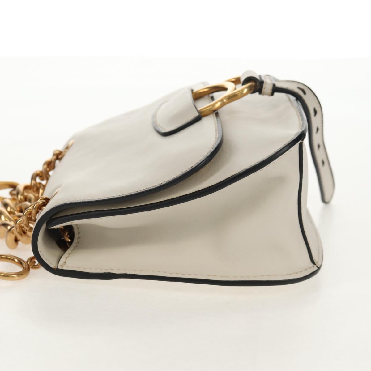 Miu Miu Dahlia Hand Bag Leather 2way White Gold Auth 153911V