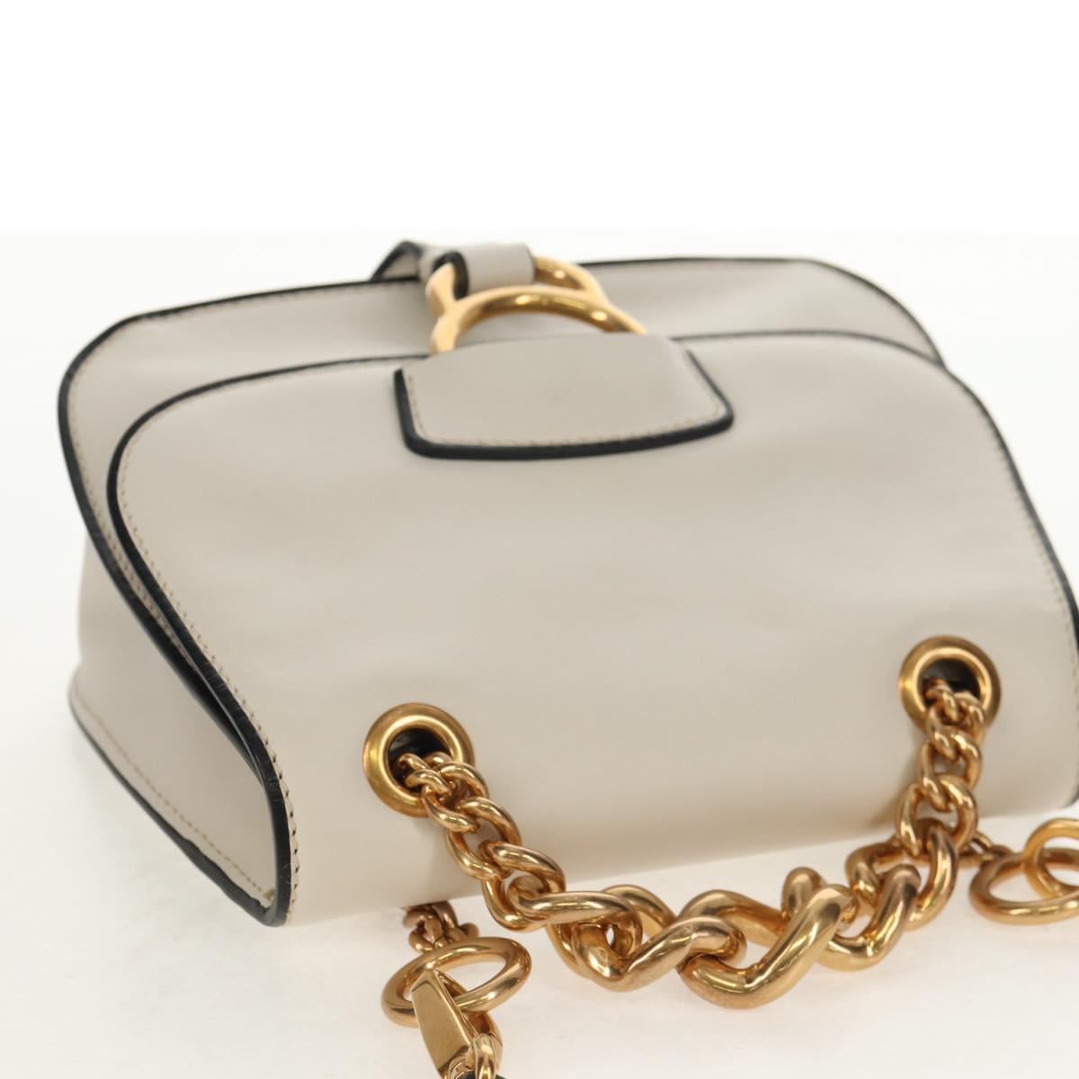 Miu Miu Dahlia Hand Bag Leather 2way White Gold Auth 153911V