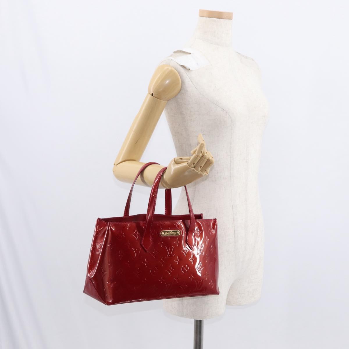 LOUIS VUITTON Monogram Vernis Wilshire PM Bag Pomme D'amour M93642 Auth 153918