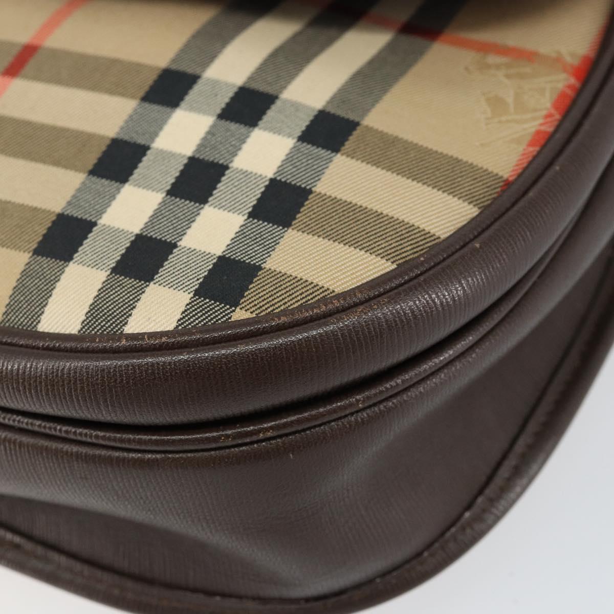 Burberrys Nova Check Shoulder Bag Canvas Beige Gold Auth 153922