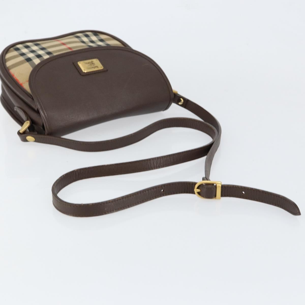 Burberrys Nova Check Shoulder Bag Canvas Beige Gold Auth 153922