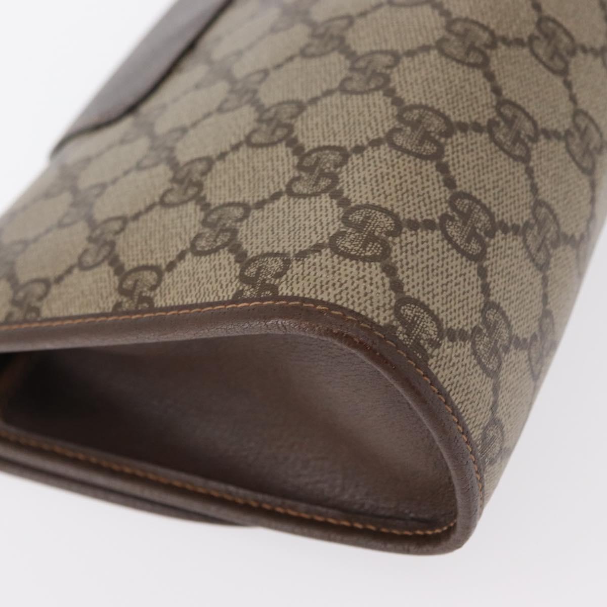 GUCCI GG Supreme Web Sherry Line Bag PVC Beige Gold 156 01 030 Auth 153924