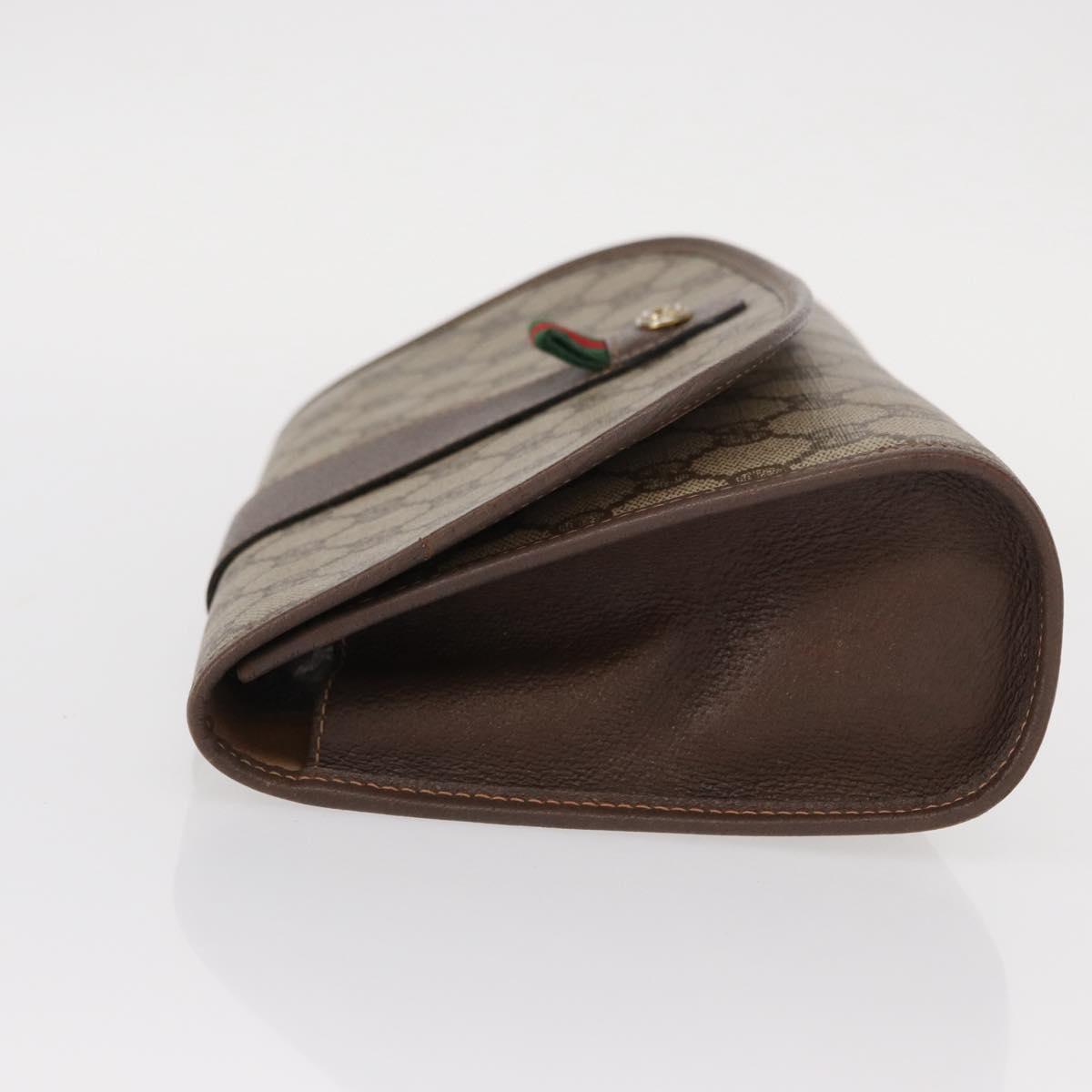 GUCCI GG Supreme Web Sherry Line Bag PVC Beige Gold 156 01 030 Auth 153924