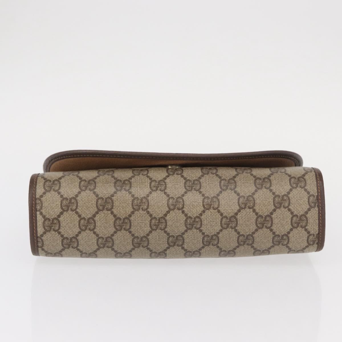 GUCCI GG Supreme Web Sherry Line Bag PVC Beige Gold 156 01 030 Auth 153924