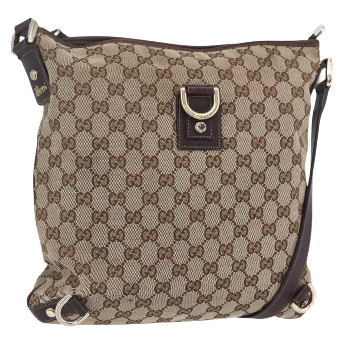 GUCCI GG Canvas Abbey Shoulder Bag Beige Gold 131326 Auth 153925