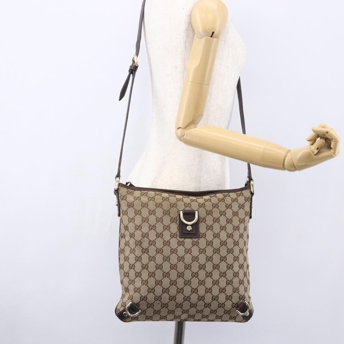GUCCI GG Canvas Abbey Shoulder Bag Beige Gold 131326 Auth 153925