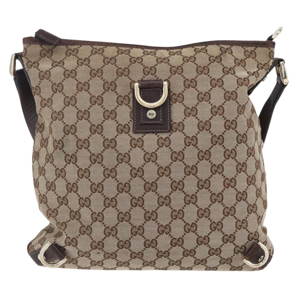 GUCCI GG Canvas Abbey Shoulder Bag Beige Gold 131326 Auth 153925