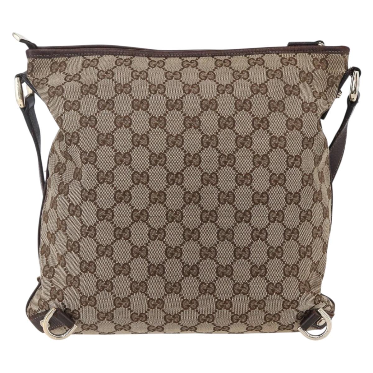 GUCCI GG Canvas Abbey Shoulder Bag Beige Gold 131326 Auth 153925