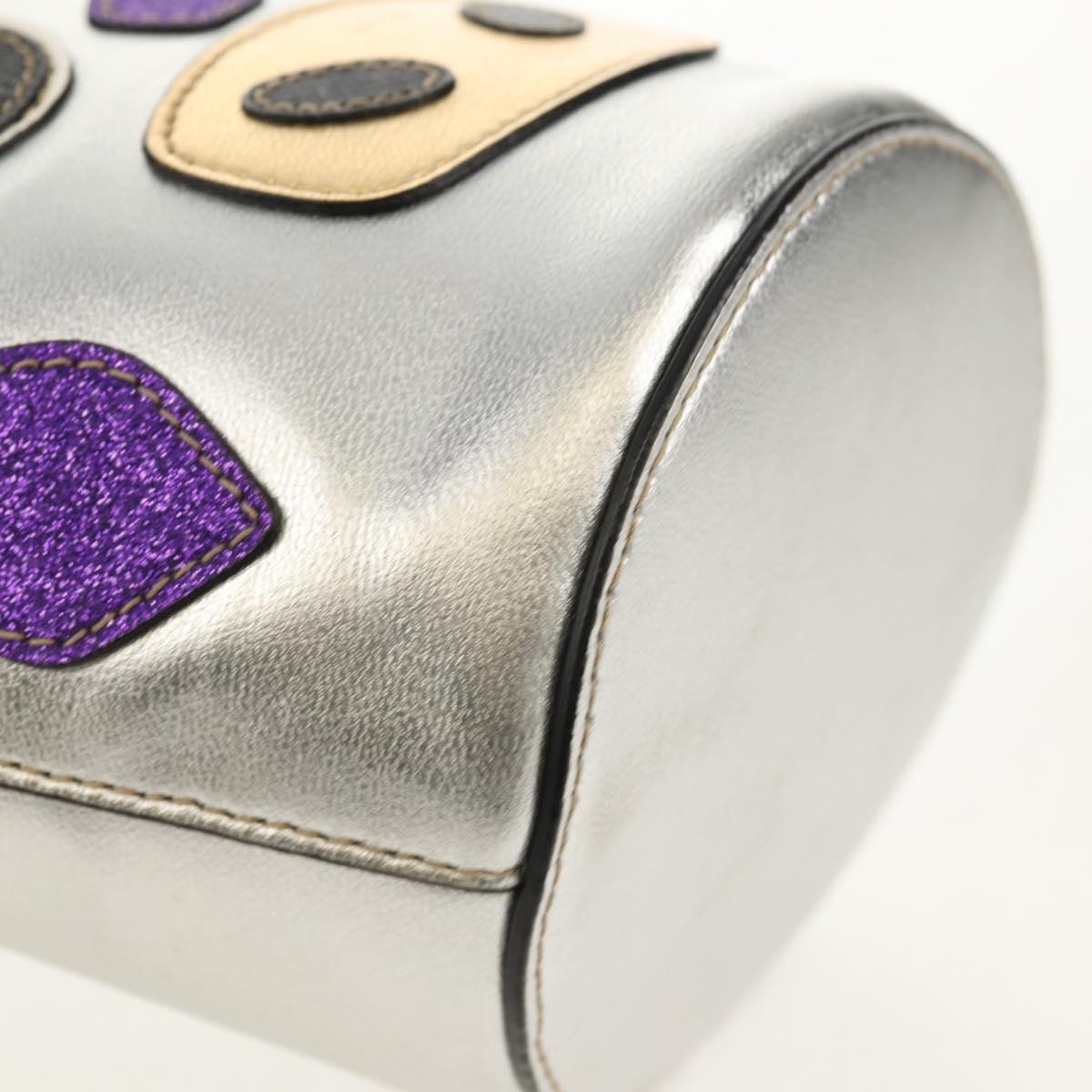 GUCCI Hand Bag Leather Silver Auth 153926M