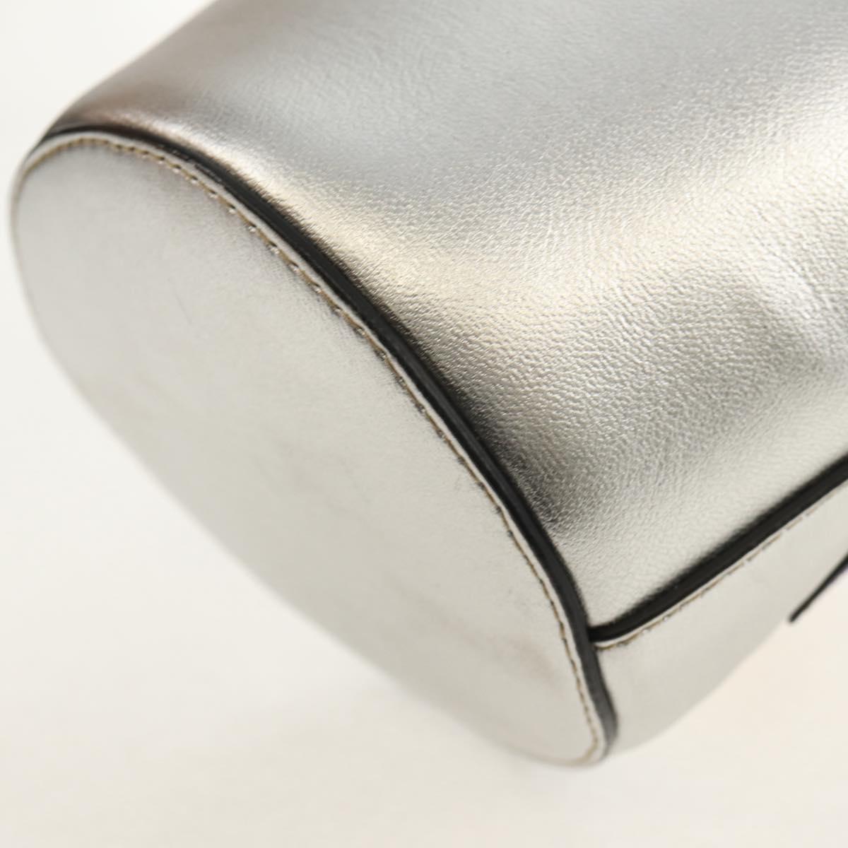 GUCCI Hand Bag Leather Silver Auth 153926M