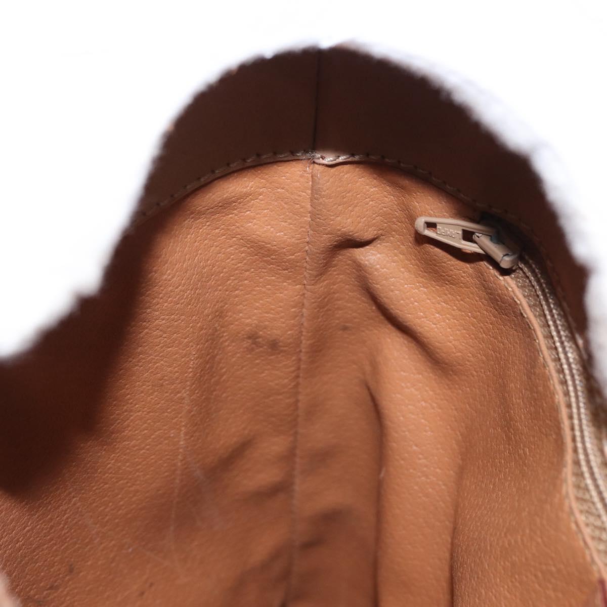 CELINE Macadam Canvas Circle Shoulder Bag PVC Leather Brown Gold Auth 153927