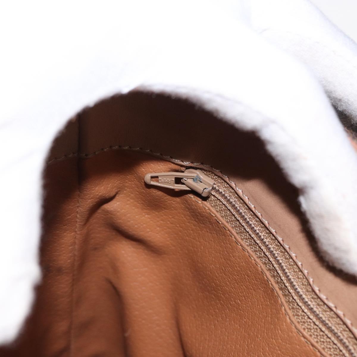 CELINE Macadam Canvas Circle Shoulder Bag PVC Leather Brown Gold Auth 153927