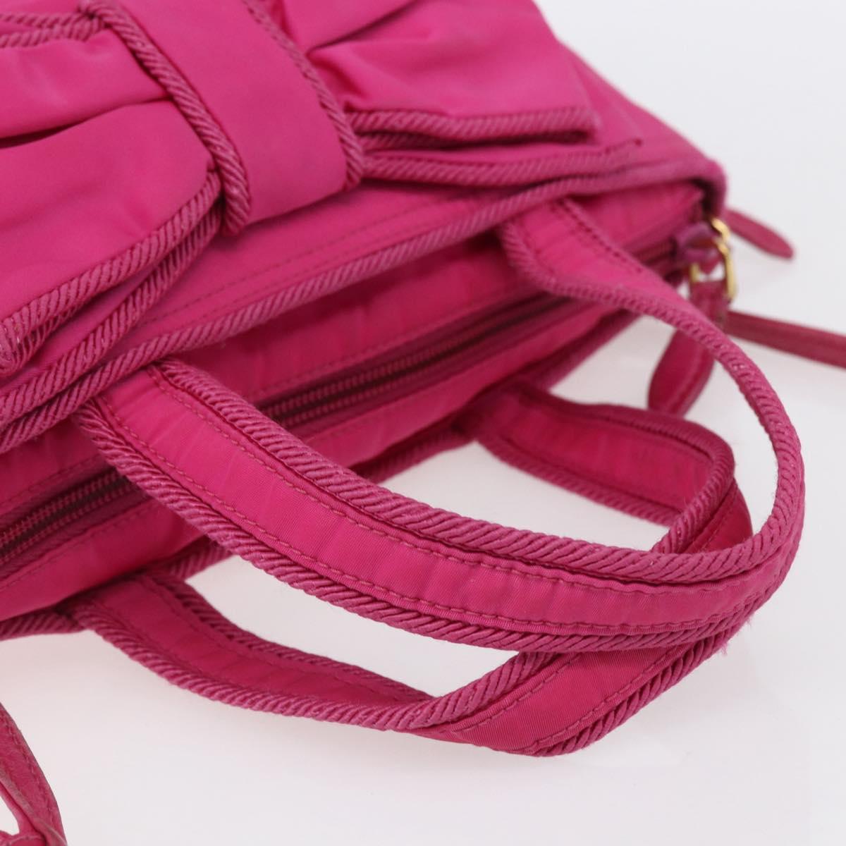 PRADA Hand Bag Nylon 2way Pink Gold Auth 153929