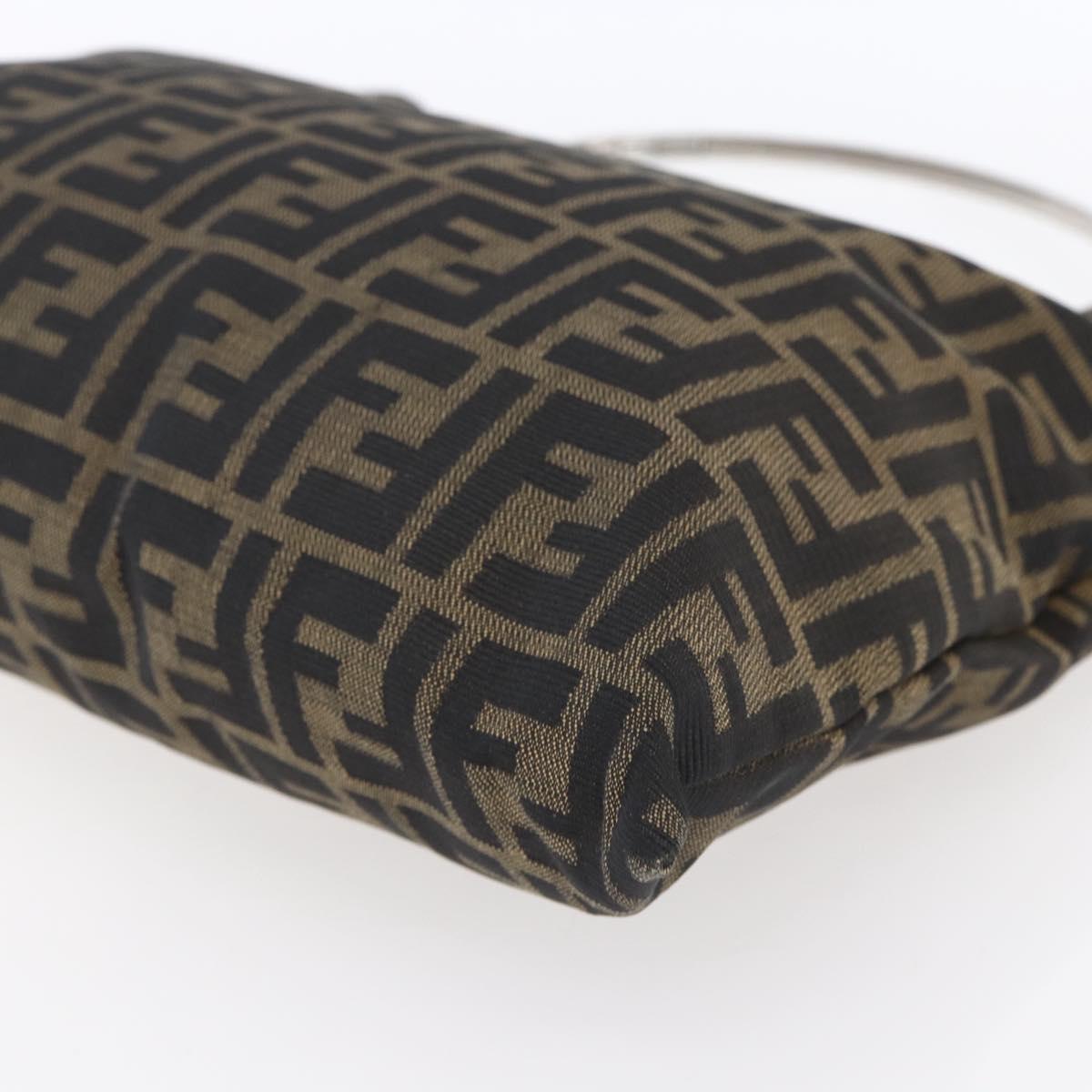 FENDI Zucca Canvas Hand Bag Black Brown Auth 153931