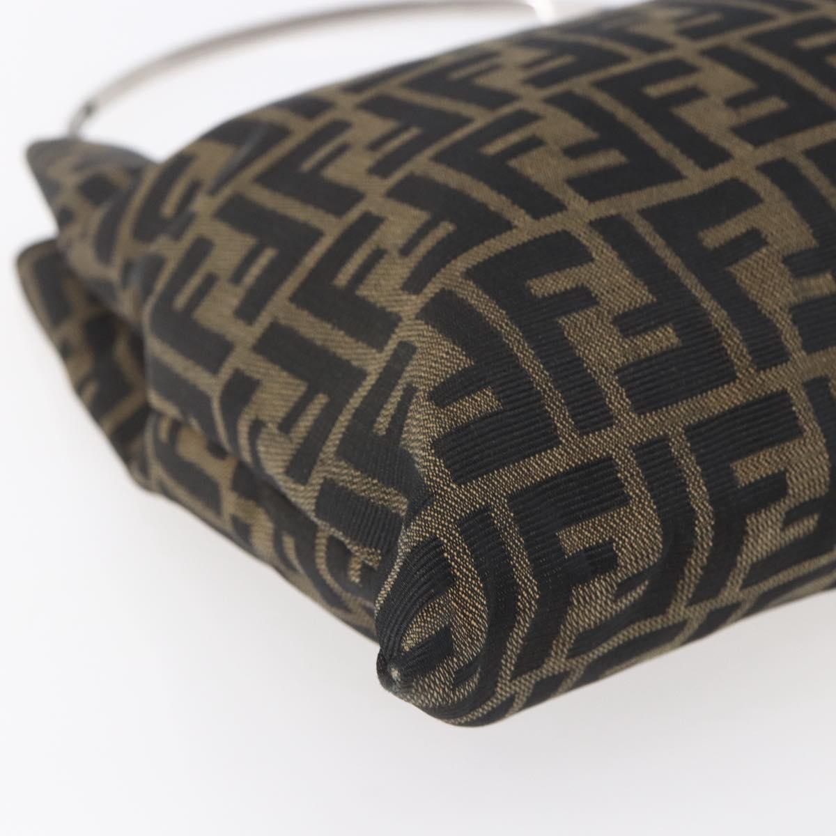 FENDI Zucca Canvas Hand Bag Black Brown Auth 153931
