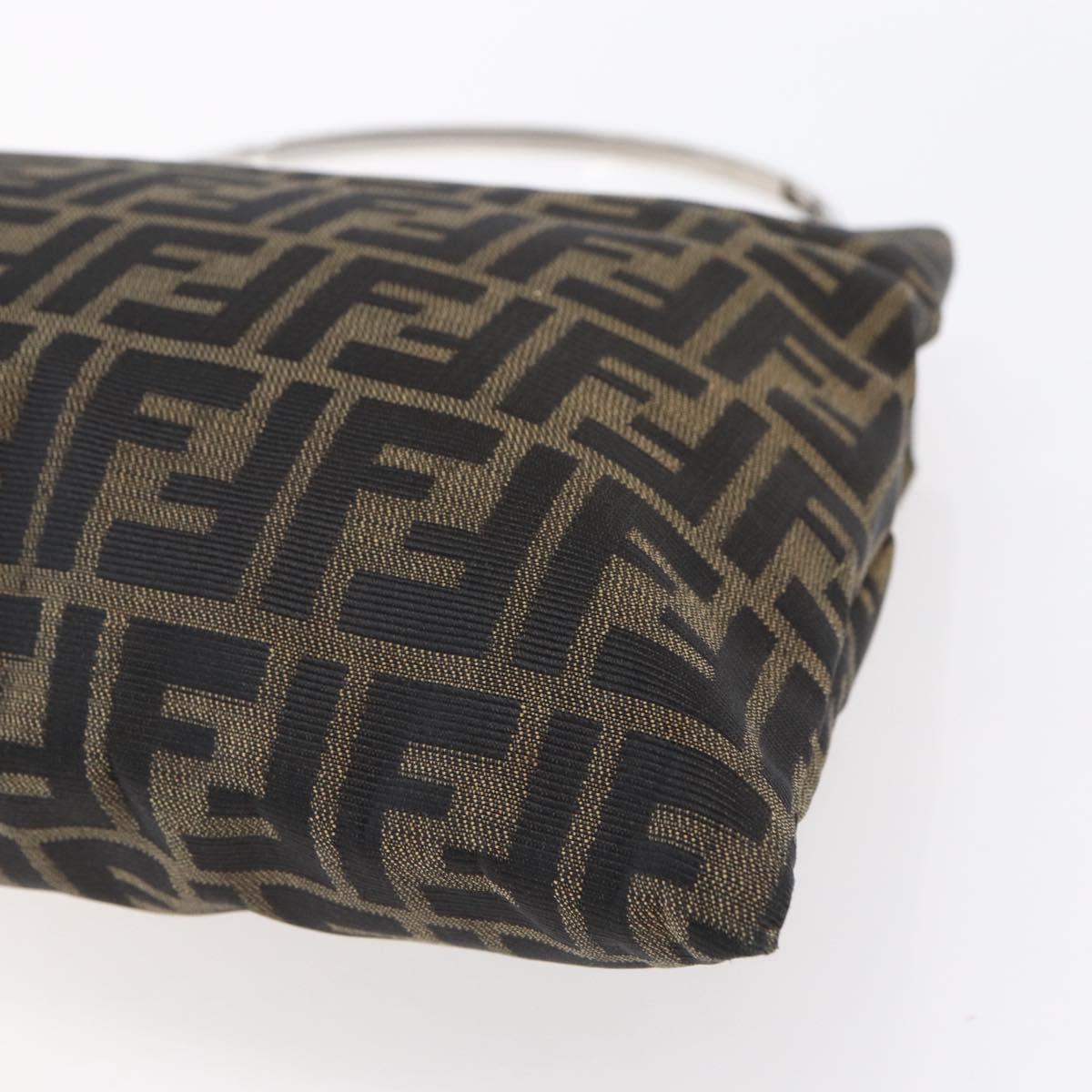 FENDI Zucca Canvas Hand Bag Black Brown Auth 153931