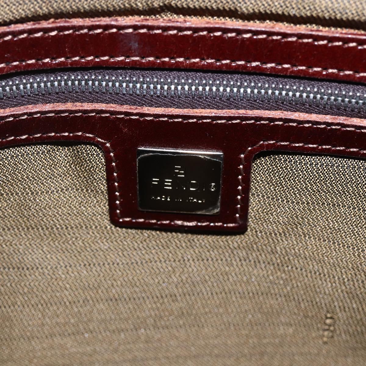 FENDI Zucca Canvas Hand Bag Black Brown Auth 153931