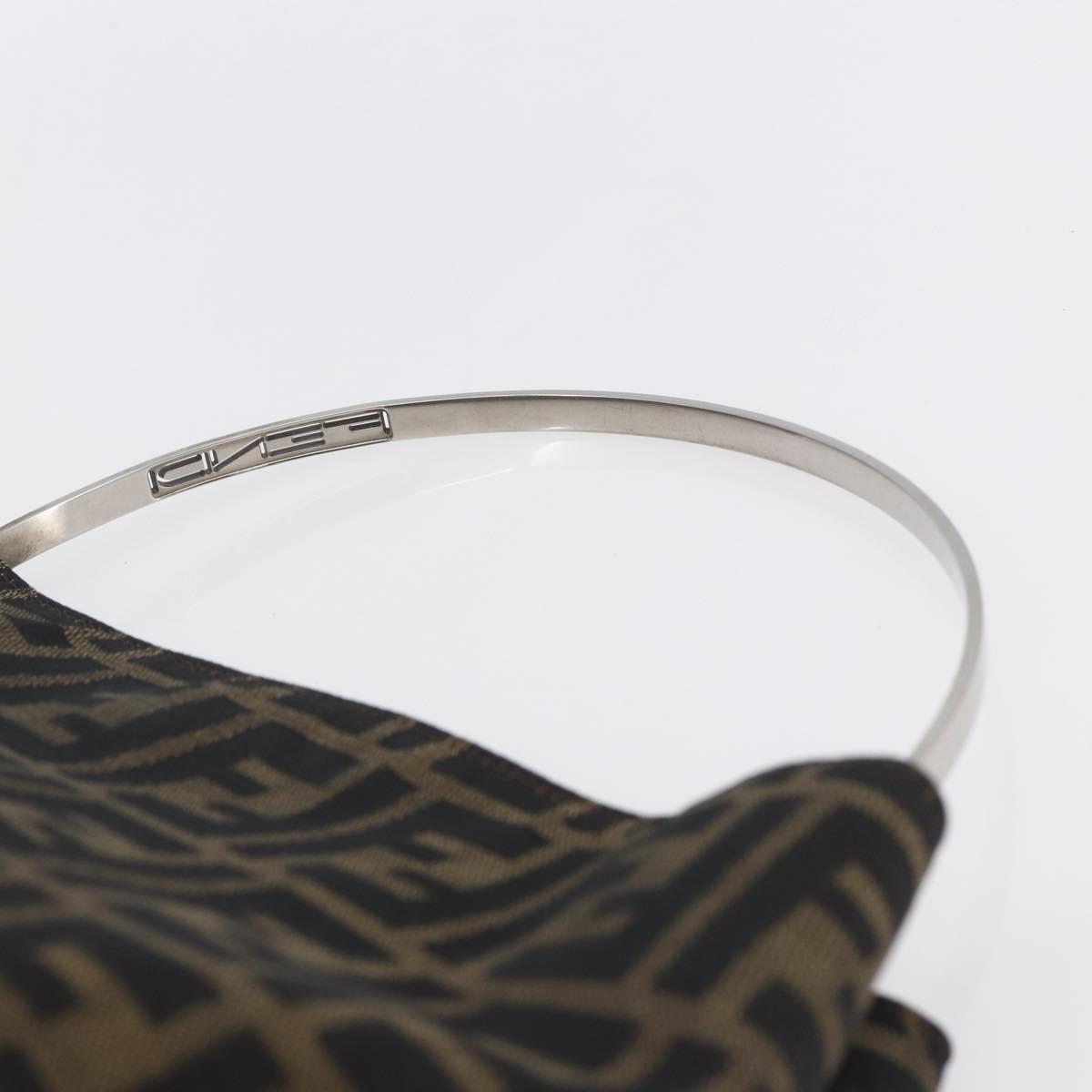 FENDI Zucca Canvas Hand Bag Black Brown Auth 153931