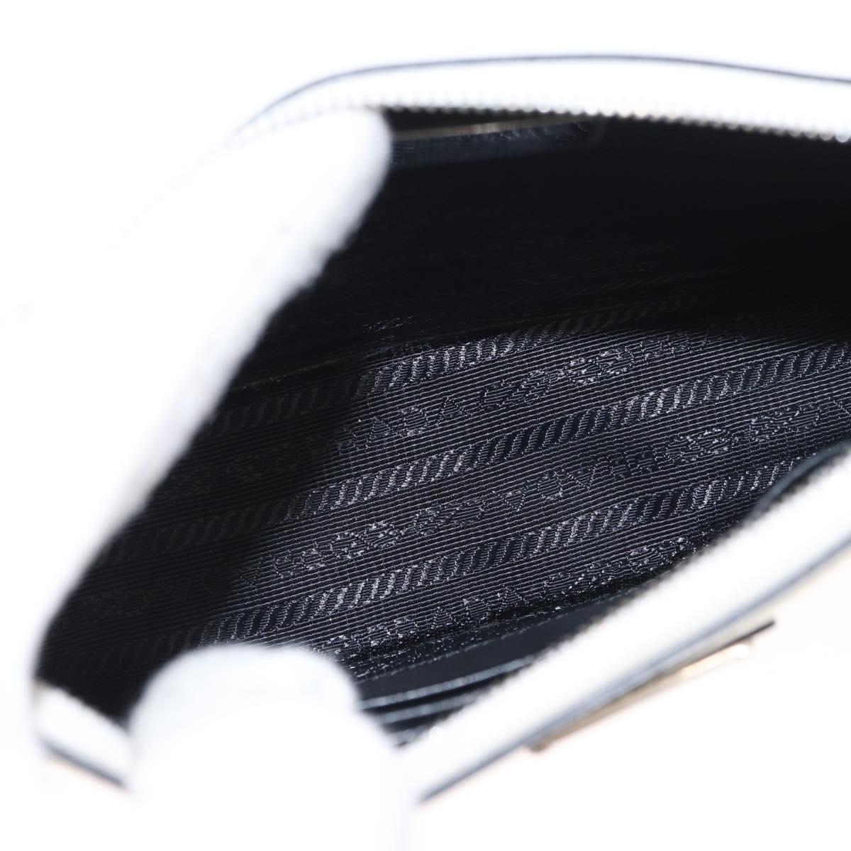 PRADA Chain Shoulder Bag Safiano leather White Silver Auth 153937