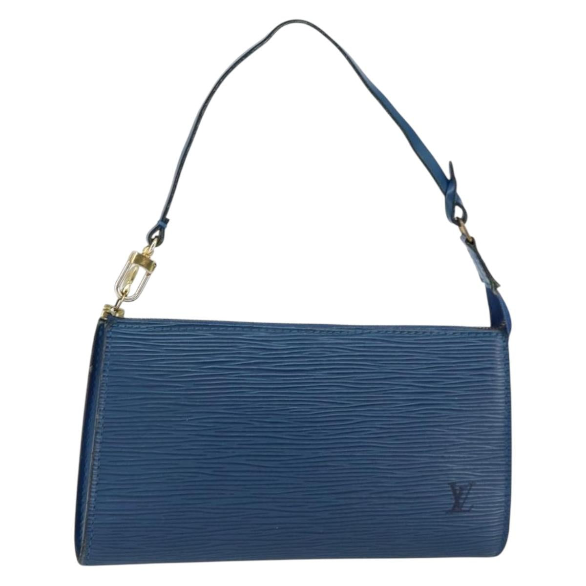 LOUIS VUITTON Epi Pochette Accessoires Accessory Pouch Blue M52985 Auth 153939