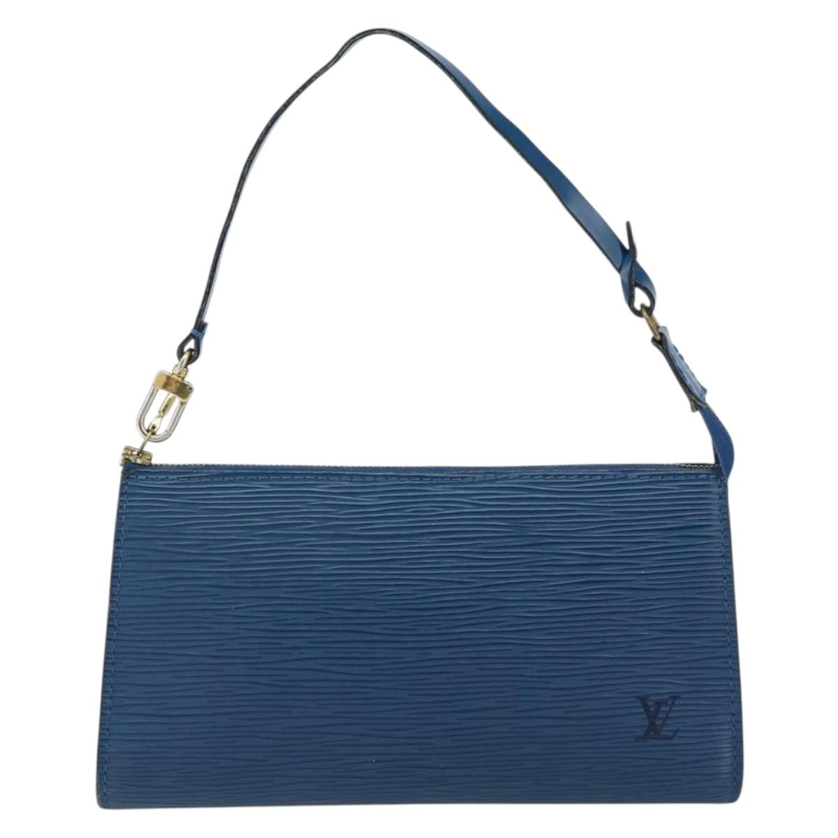 LOUIS VUITTON Epi Pochette Accessoires Accessory Pouch Blue M52985 Auth 153939
