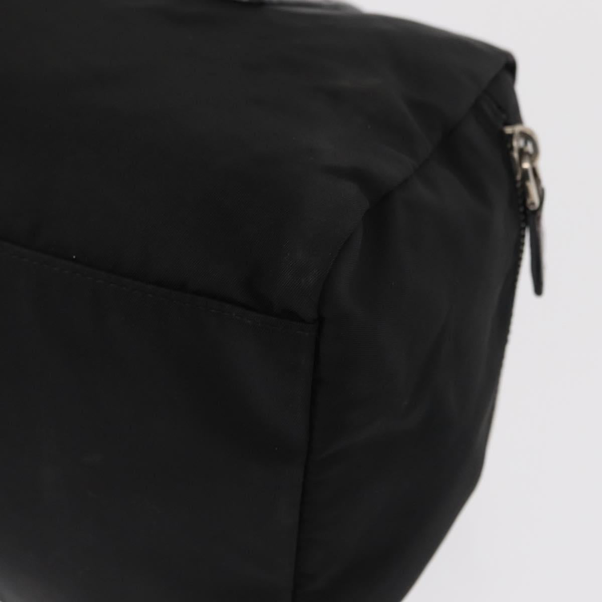 PRADA Hand Bag Nylon Black Silver Auth 153944