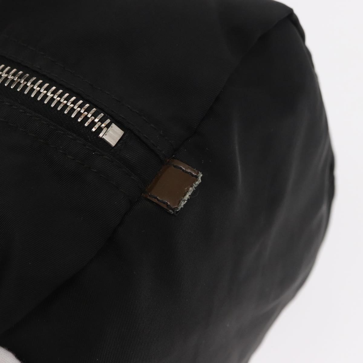 PRADA Hand Bag Nylon Black Silver Auth 153944