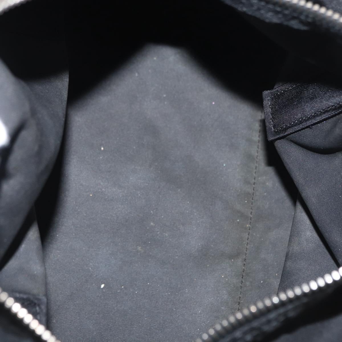 PRADA Hand Bag Nylon Black Silver Auth 153944