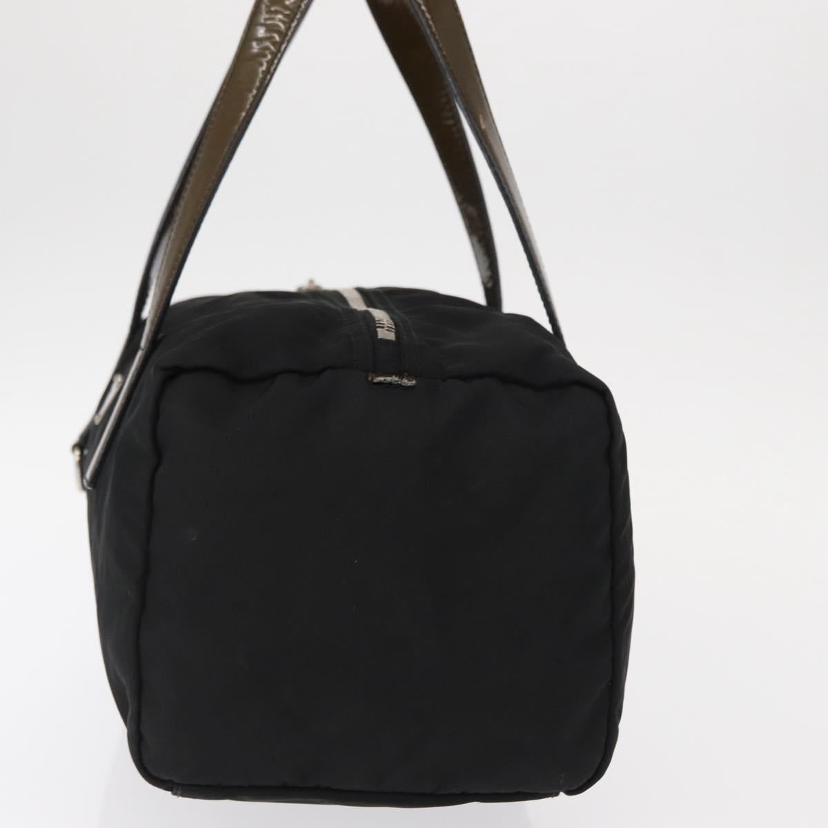 PRADA Hand Bag Nylon Black Silver Auth 153944