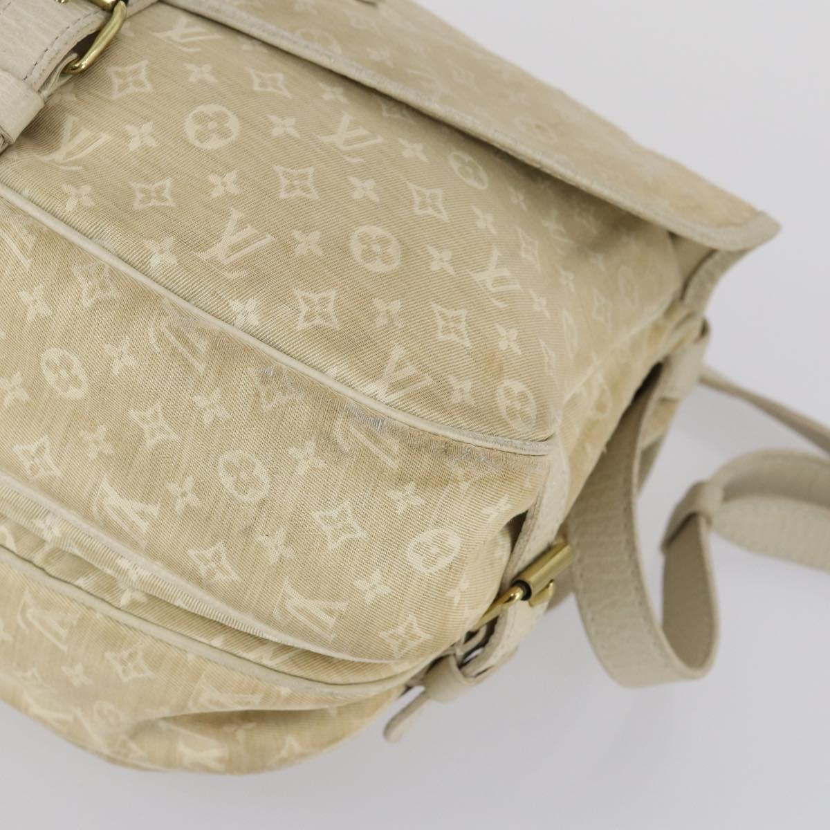 LOUIS VUITTON Monogram Mini Lin Saumur PM Bag Ivory Dunne M95314 LV Auth 153946