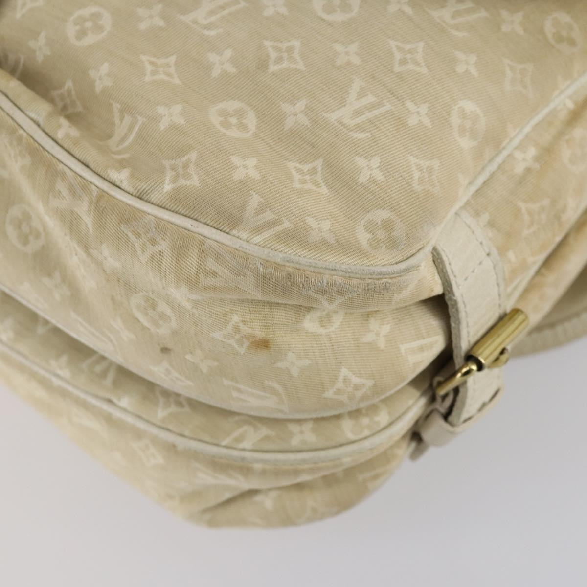 LOUIS VUITTON Monogram Mini Lin Saumur PM Bag Ivory Dunne M95314 LV Auth 153946