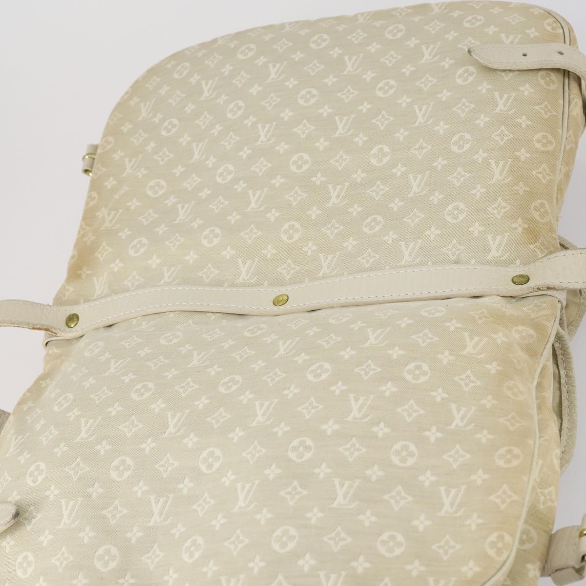 LOUIS VUITTON Monogram Mini Lin Saumur PM Bag Ivory Dunne M95314 LV Auth 153946