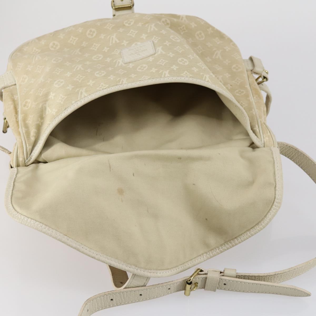 LOUIS VUITTON Monogram Mini Lin Saumur PM Bag Ivory Dunne M95314 LV Auth 153946