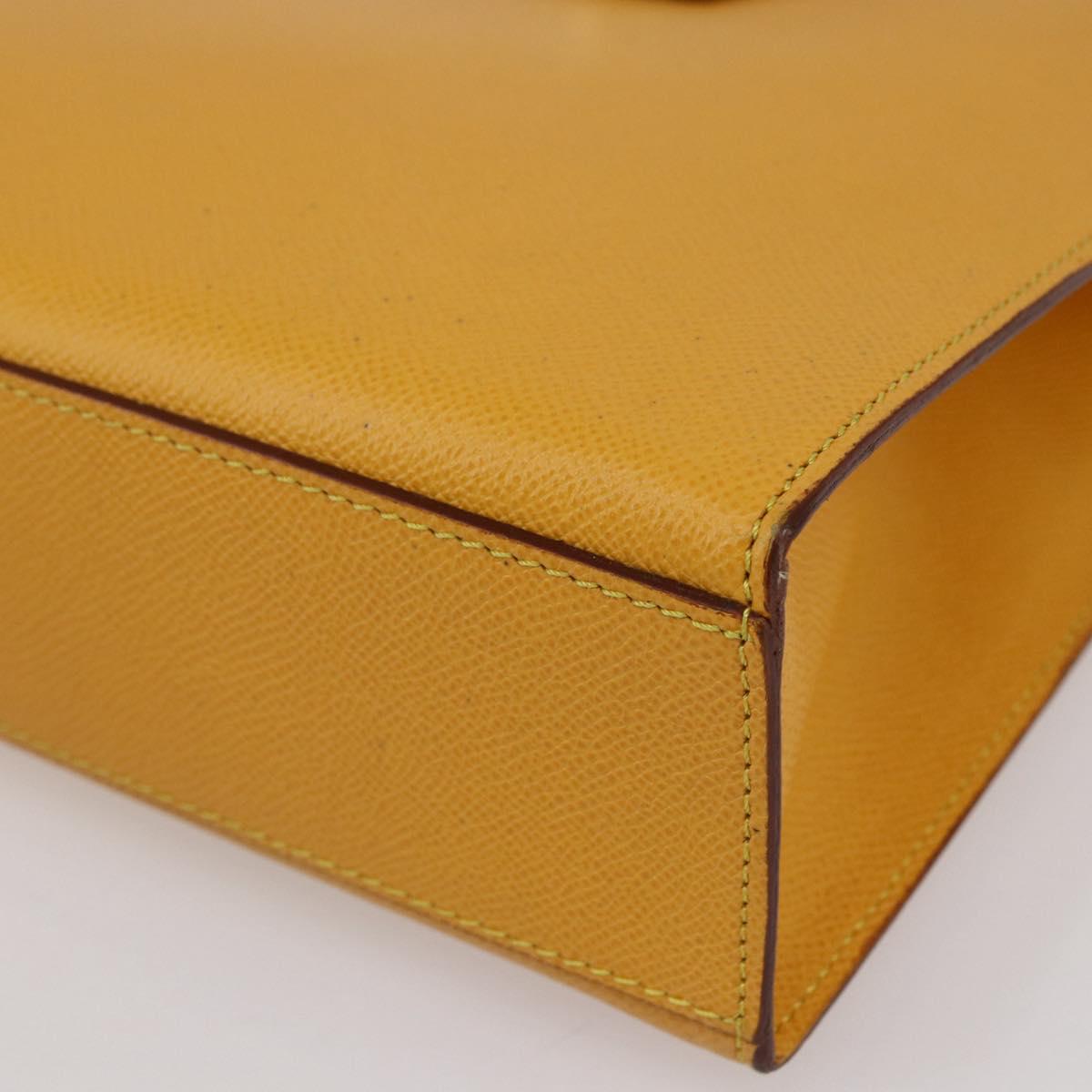 CELINE Shoulder Bag Leather Yellow Gold Auth 153948
