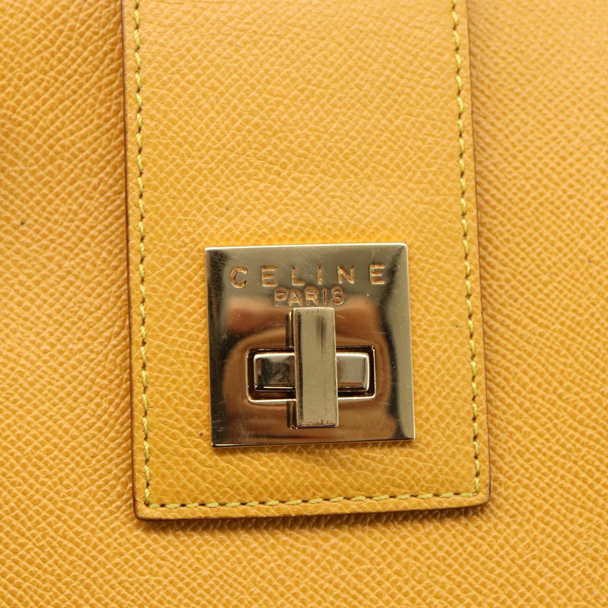CELINE Shoulder Bag Leather Yellow Gold Auth 153948