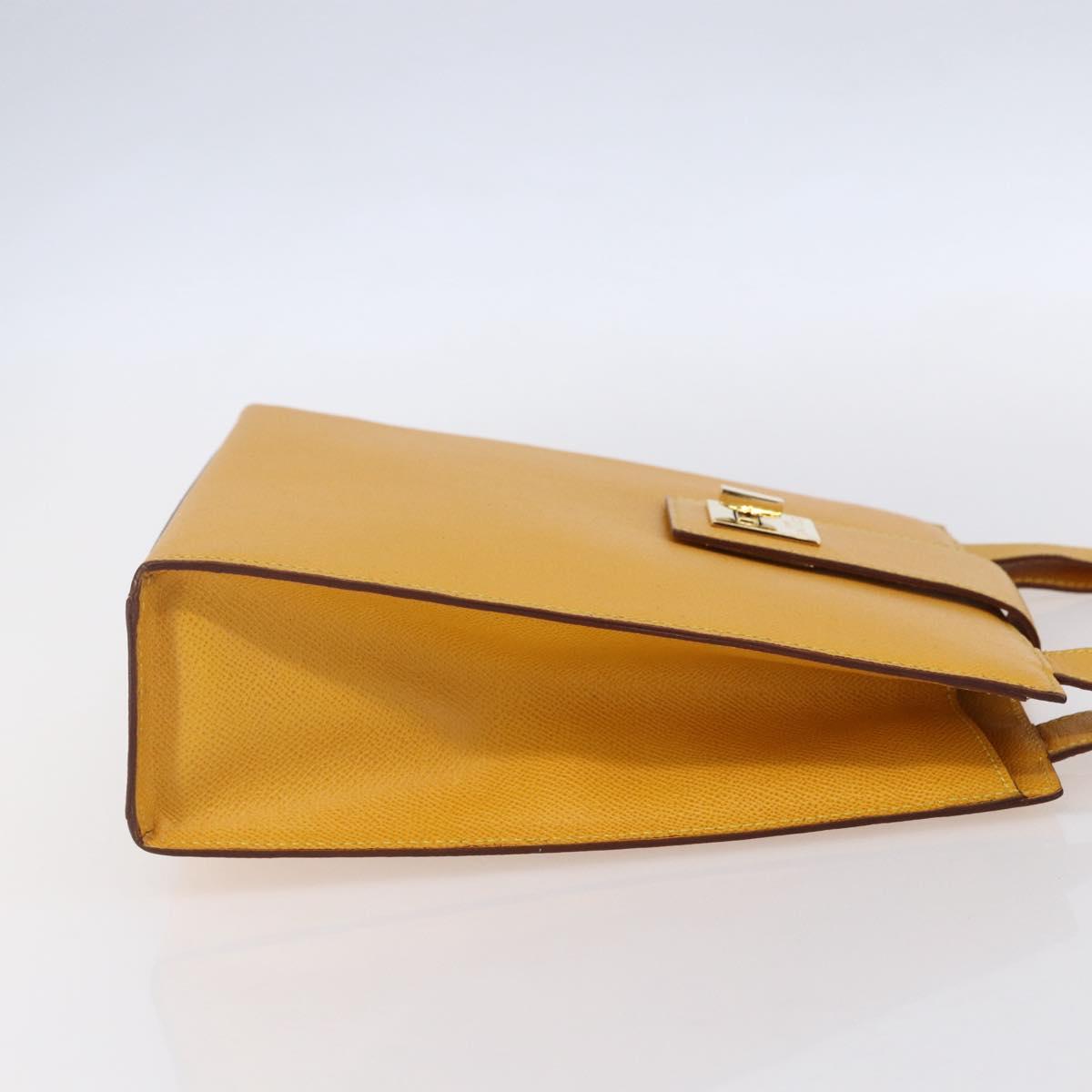CELINE Shoulder Bag Leather Yellow Gold Auth 153948