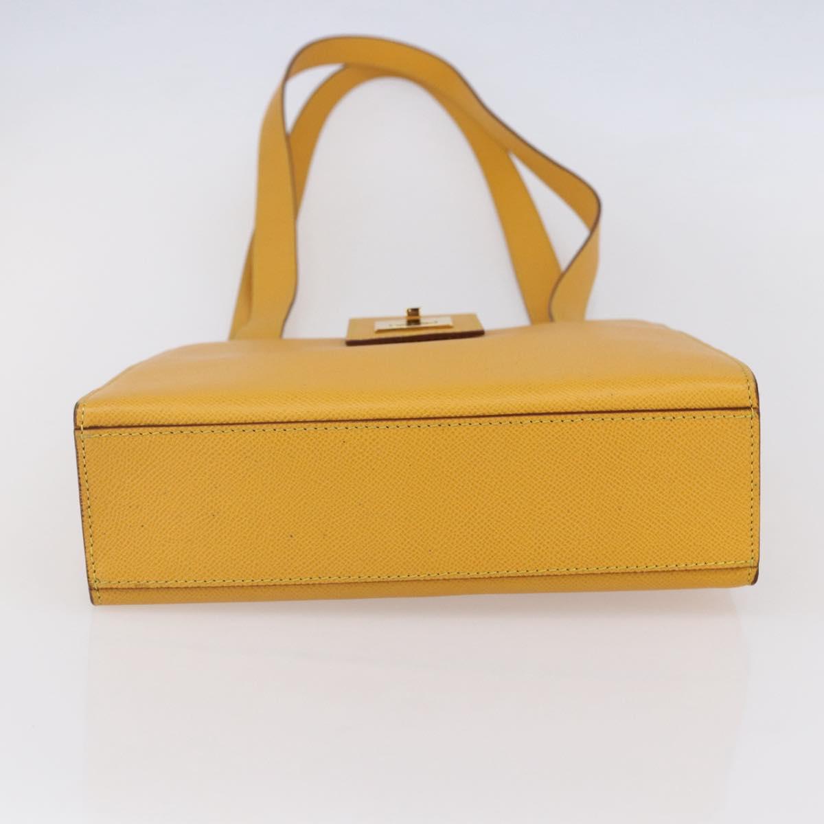 CELINE Shoulder Bag Leather Yellow Gold Auth 153948