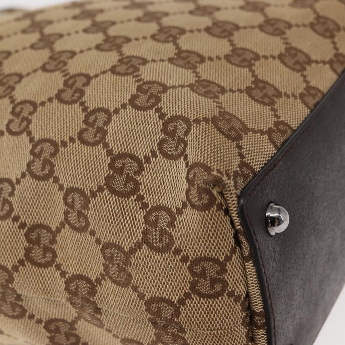 GUCCI GG Canvas Tote Bag Beige Silver 120840 Auth 153949