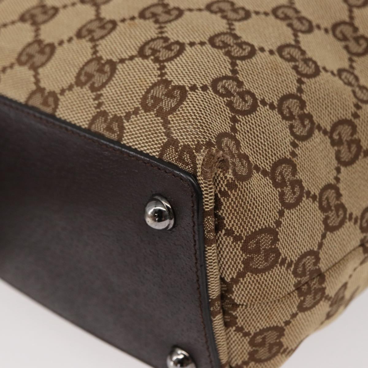 GUCCI GG Canvas Tote Bag Beige Silver 120840 Auth 153949