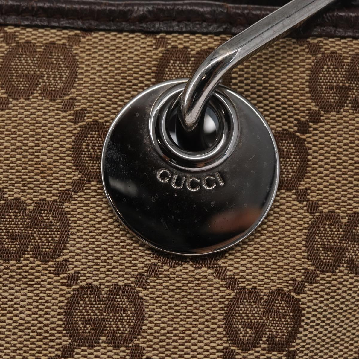GUCCI GG Canvas Tote Bag Beige Silver 120840 Auth 153949